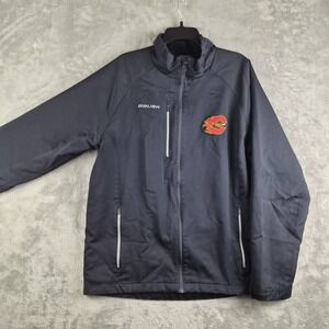 Calgary Flames Jacket Mens Large Black Full Zip Bauer Hockey NHL Logo Spellout